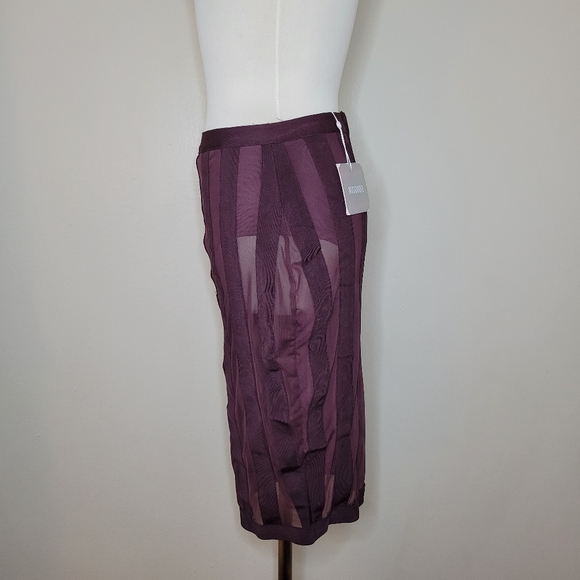 Missguided Bandage Mesh Stripe Bodycon Skirt - Picture 2 of 5